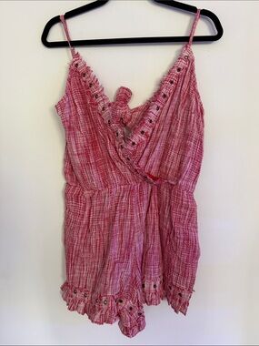 Pink Crinkle Romper - Lightweight Summer Bottoms